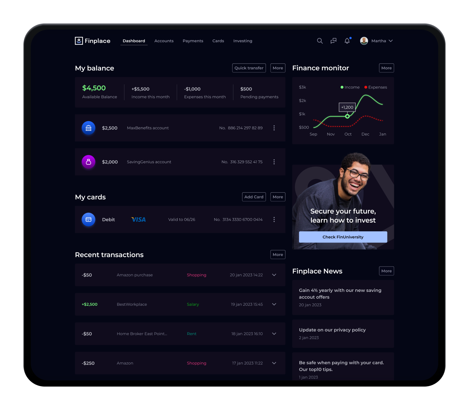 Online banking platform — webapp